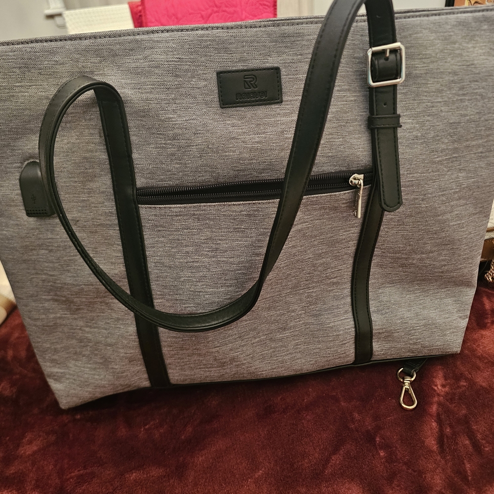 Gray and Black Women's Tote Bag